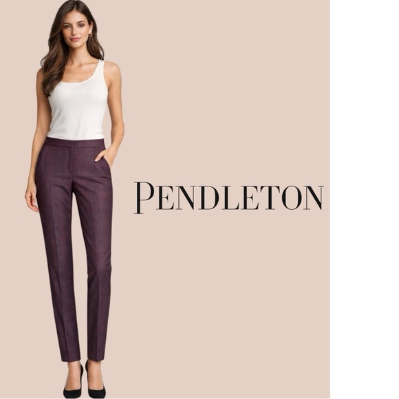 Pendleton Pants - Pendleton Slim Ankle Plaid Wool Trouser Made in USA Women Size 6 TH182-11037